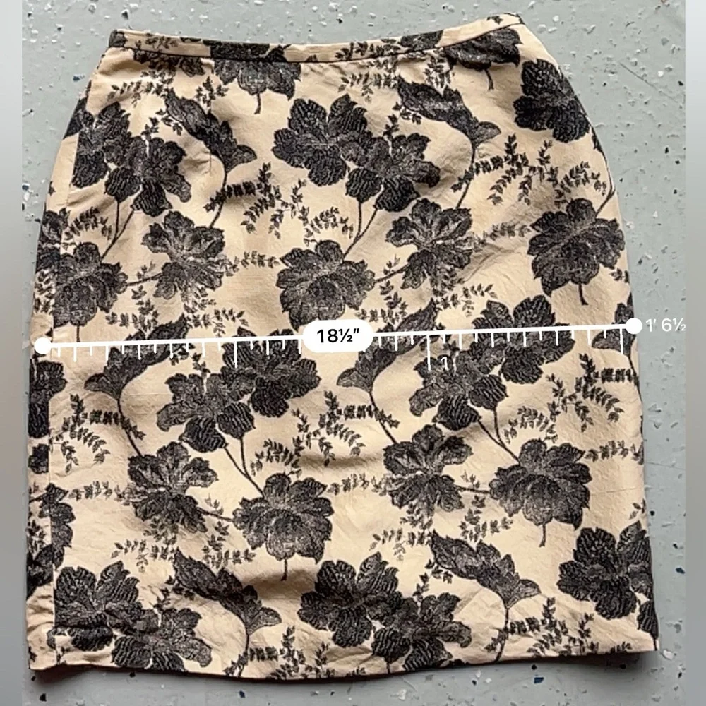 Ann Taylor 100% Silk Gold Black Floral Brocade Mini Skirt Evening‎ Party 4